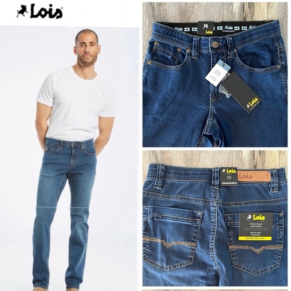 Lois Peter 28/34 Slim 1660 Mid-low Waist Tapered Leg Jeans Denim Blue - Picture 1 of 16
